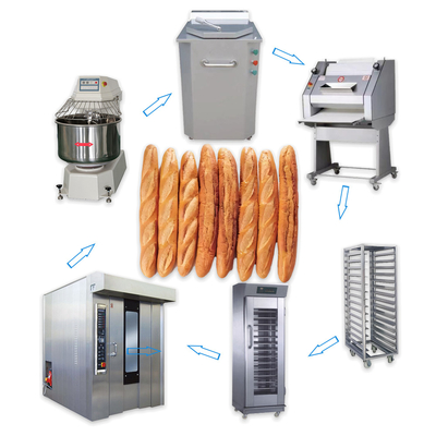 Máquina de fazer pão industrial linha de produção de baguettes francesas congeladas
